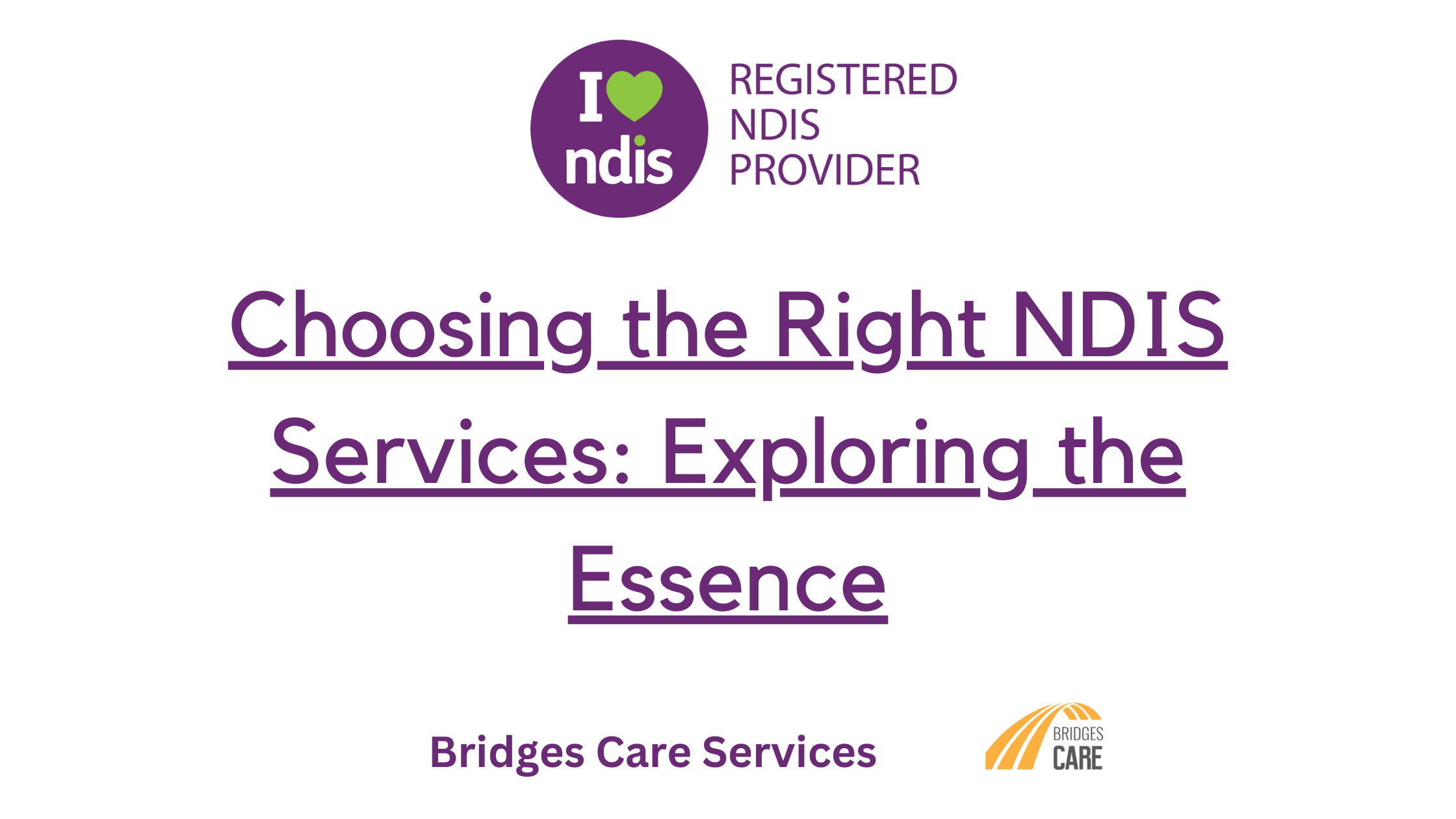 Choosing the Right NDIS Services: Exploring the Essence | Bridges Care ...